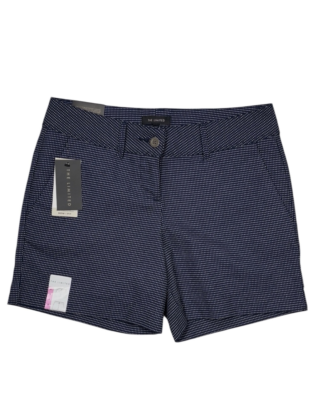 The Limited Tailored Shorts. Navy w White Polkadots Size 6